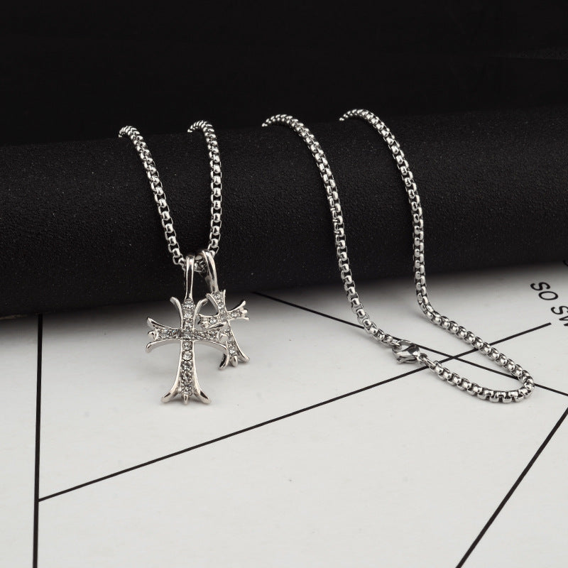 Wholesale Personalized retro trend double cross necklace